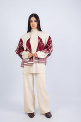 Relief Set  -Beige & Winered